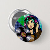 Pop Art Girl mit Aufnahme Button (Vorne & Hinten)