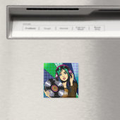 Pop Art Girl mit Aufnahme Magnet (In Situ (Geschirrspüler))