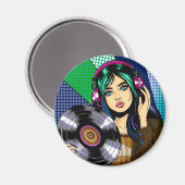 Pop Art Girl mit Aufnahme Magnet (Vorderseite/Rückseite)