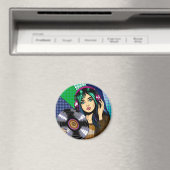 Pop Art Girl mit Aufnahme Magnet (In Situ (Geschirrspüler))