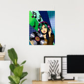 Pop Art Girl mit Aufnahme Poster (Heimbüro)