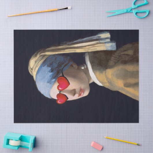 Pop Art Girl mit Perlenohrmuschel Seidenpapier (Basteln)