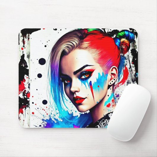 Pop Art Girl Mousepad (Mit Mouse)
