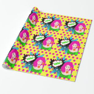 Pop Art Girl on Phone Geschenkpapier
