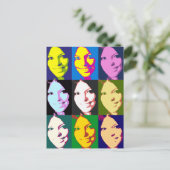 Pop Art Girl Portrait Profil Farbiges Muster Postkarte (Stehend Vorderseite)