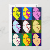 Pop Art Girl Portrait Profil Farbiges Muster Postkarte (Vorne/Hinten)