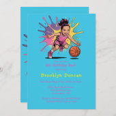 Pop Art Girls Basketball Bash Einladung (Vorne/Hinten)