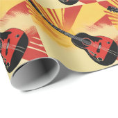 Pop Art Gitarre Malerei Illustration Vintag Retro Geschenkpapier (Rolleneckpunkt)