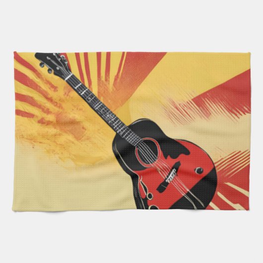 Pop Art Gitarre Malerei Illustration Vintag Retro Geschirrtuch (Horizontal)