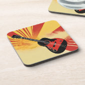 Pop Art Gitarre Malerei Illustration Vintag Retro Getränkeuntersetzer (Linke Seite)