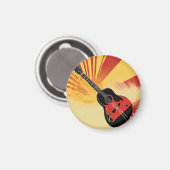 Pop Art Gitarre Malerei Illustration Vintag Retro Magnet (Vorderseite/Rückseite)