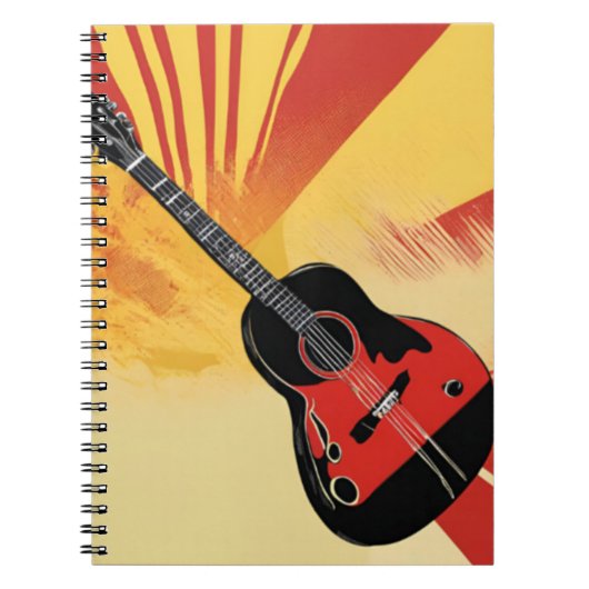 Pop Art Gitarre Malerei Illustration Vintag Retro Notizblock (Vorderseite)