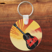 Pop Art Gitarre Malerei Illustration Vintag Retro Schlüsselanhänger (Rückseite)