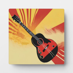 Pop-Art-Gitarrenmalerei-Illustration Vintage Retro Fotoplatte