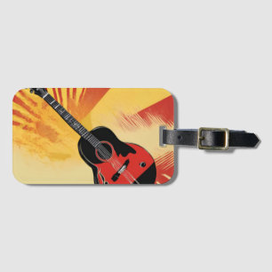 Pop-Art-Gitarrenmalerei-Illustration Vintage Retro Gepäckanhänger