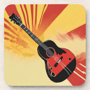 Pop-Art-Gitarrenmalerei-Illustration Vintage Retro Getränkeuntersetzer
