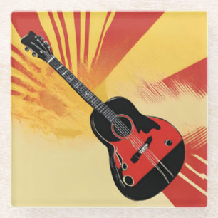 Pop-Art-Gitarrenmalerei-Illustration Vintage Retro Glasuntersetzer