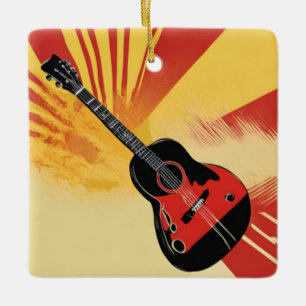 Pop-Art-Gitarrenmalerei-Illustration Vintage Retro Keramikornament