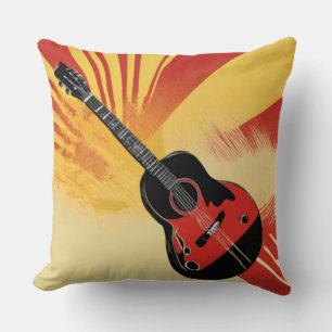 Pop-Art-Gitarrenmalerei-Illustration Vintage Retro Kissen