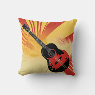 Pop-Art-Gitarrenmalerei-Illustration Vintage Retro Kissen