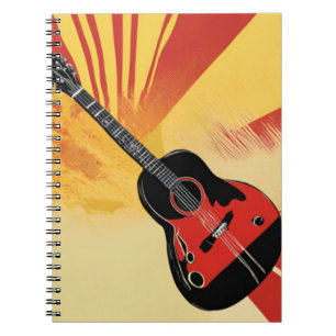 Pop-Art-Gitarrenmalerei-Illustration Vintage Retro Notizblock