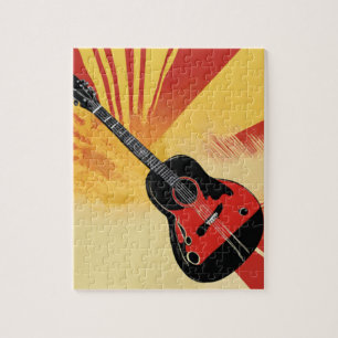 Pop-Art-Gitarrenmalerei-Illustration Vintage Retro Puzzle