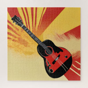 Pop-Art-Gitarrenmalerei-Illustration Vintage Retro Puzzle