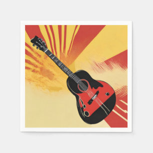 Pop-Art-Gitarrenmalerei-Illustration Vintage Retro Serviette