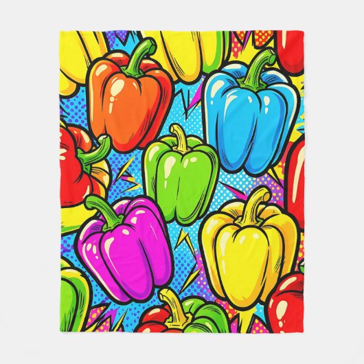 Pop-Art-Glockenpaprika-Muster Fleecedecke (Vorderseite)