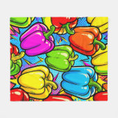 Pop-Art-Glockenpaprika-Muster Fleecedecke (Vorderseite (Horizontal))