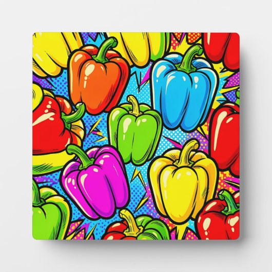 Pop-Art-Glockenpaprika-Muster Fotoplatte (Vorderseite)