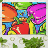 Pop-Art-Glockenpaprika-Muster Geschirrtuch (Gefaltet)