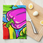 Pop-Art-Glockenpaprika-Muster Geschirrtuch (Viertel Falte)