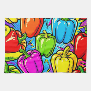 Pop-Art-Glockenpaprika-Muster Geschirrtuch