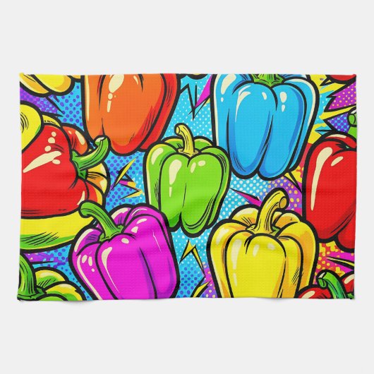 Pop-Art-Glockenpaprika-Muster Geschirrtuch (Horizontal)