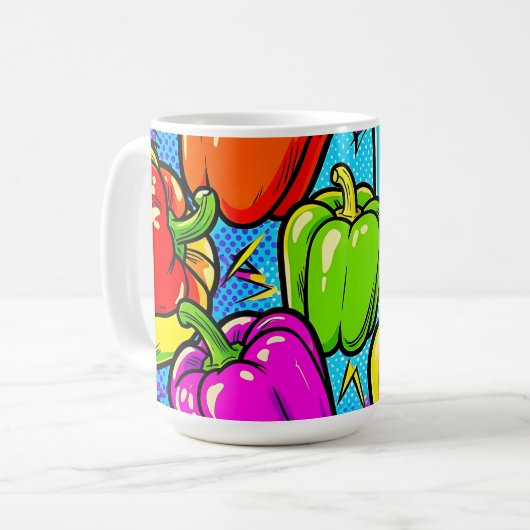 Pop-Art-Glockenpaprika-Muster Kaffeetasse (Vorderseite Links)