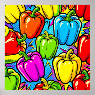 Pop-Art-Glockenpaprika-Muster Poster