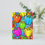 Pop-Art-Glockenpaprika-Muster Postkarte (Stehend Vorderseite)