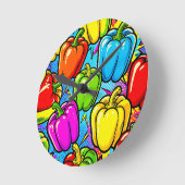 Pop-Art-Glockenpaprika-Muster Runde Wanduhr (Winkel)