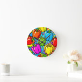 Pop-Art-Glockenpaprika-Muster Runde Wanduhr (Zuhause)