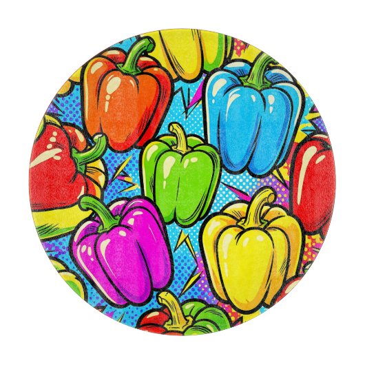 Pop-Art-Glockenpaprika-Muster Schneidebrett (Vorderseite)