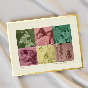 Pop-Art Goldfolie Weihnachts-Fotogrußkarte Folien Feiertagspostkarte