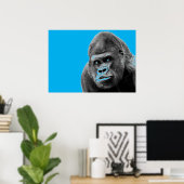 Pop Art Gorilla Blue Grey Poster (Heimbüro)