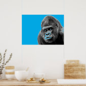 Pop Art Gorilla Blue Grey Poster (Küche)