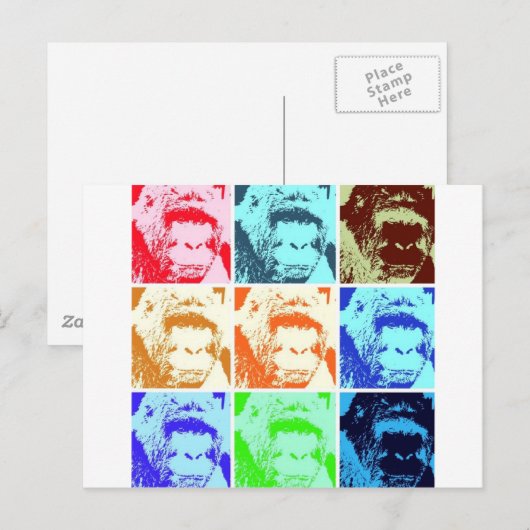 Pop Art Gorilla Postkarte (Vorne/Hinten)