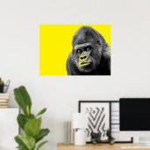 Pop Art Gorilla Yellow Grey Poster (Heimbüro)