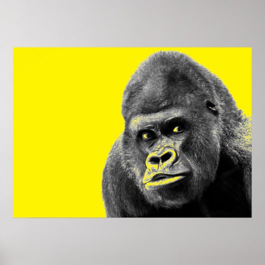 Pop Art Gorilla Yellow Grey Poster (Vorne)