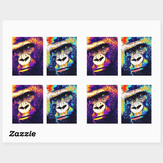 Pop Art Gorillas Rechteckiger Aufkleber (Blatt)