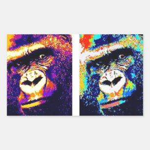 Pop Art Gorillas Rechteckiger Aufkleber
