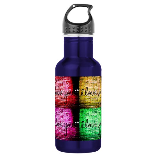 Pop Art Graffiti Liebe Edelstahlflasche (Vorderseite)